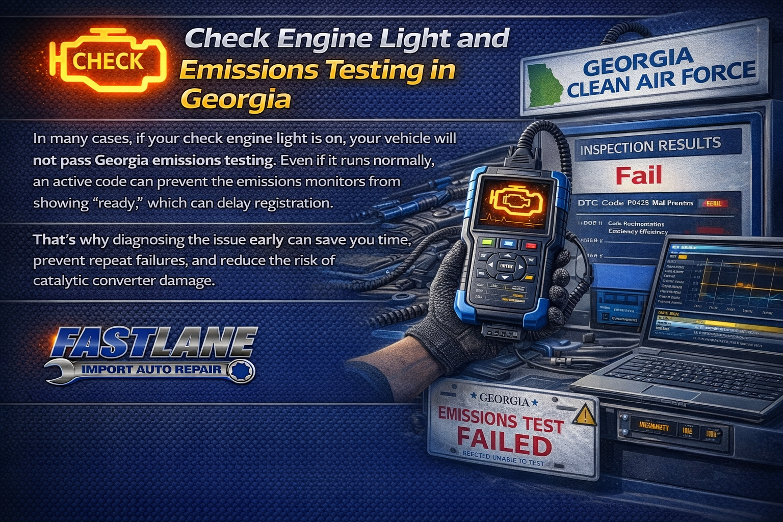 Check Engine Light and Emissions Testing in Georgia