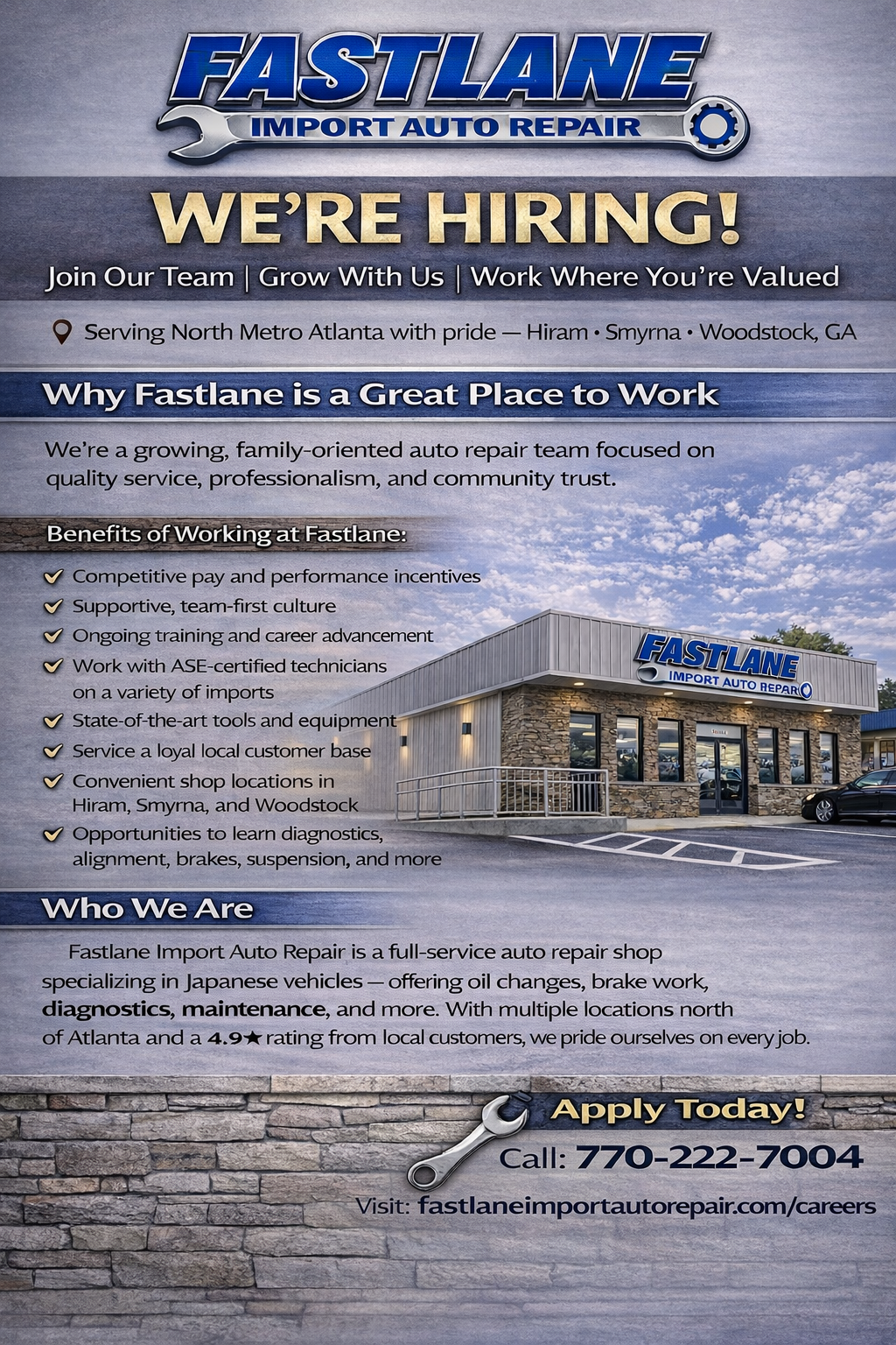Fastlane Hiring Poster